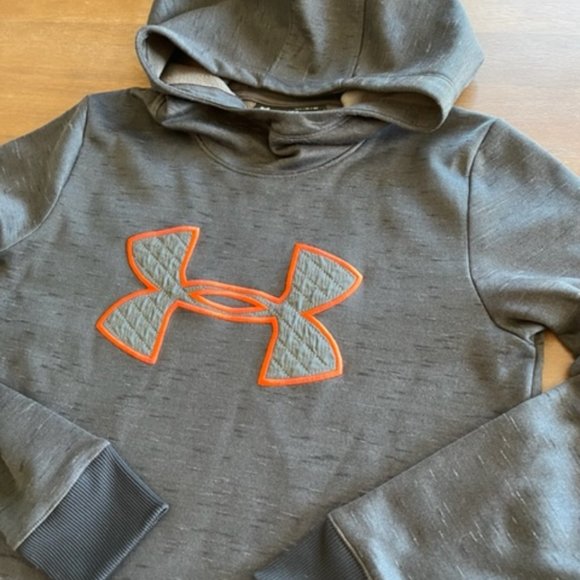 Under Armour Womens BIG LOGO Hooded Cold Gear Sweatshirt‎ Medium M Dark Gray - Picture 2 of 7